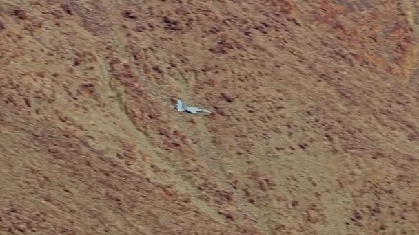 Ralenti Vue Rapprochée Avion Chasse Volant Bas Dans Canyon Coloré — Video