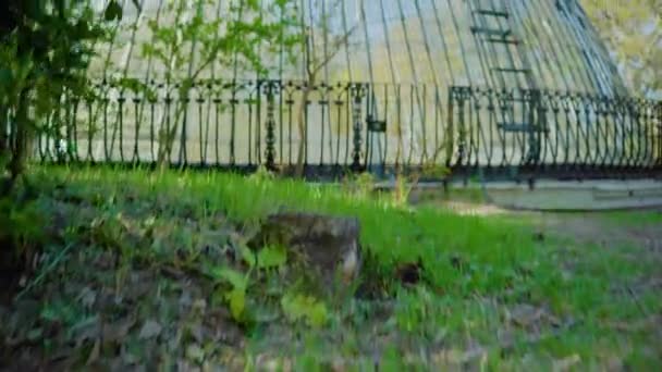 Parque Cúpula Cristal Con Árboles — Vídeo de stock