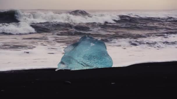 Plage Diamants Dans Sud Islande Tourné Avec Différents Angles Mouvements — Video