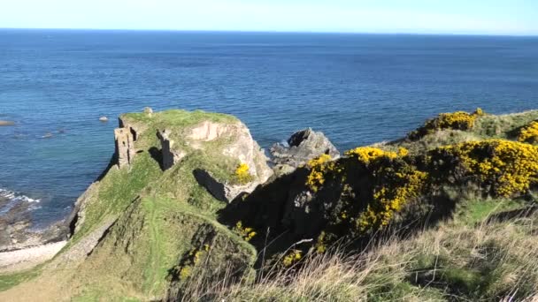 Findlater Κάστρο Καταστρέψει Από Την Κορυφή Του Βράχου — Αρχείο Βίντεο