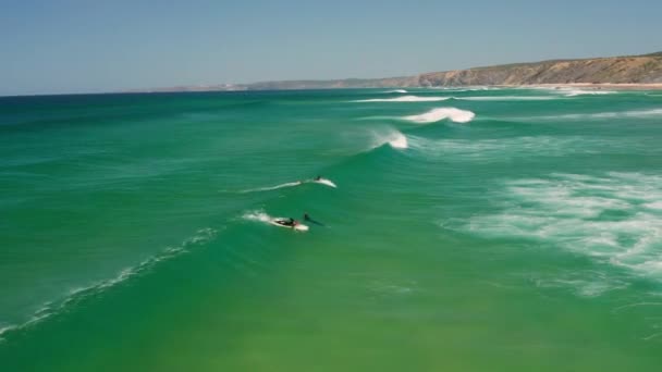 Воздушный Серфинг Пляже Мбаппе Алгарве Португалия — стоковое видео