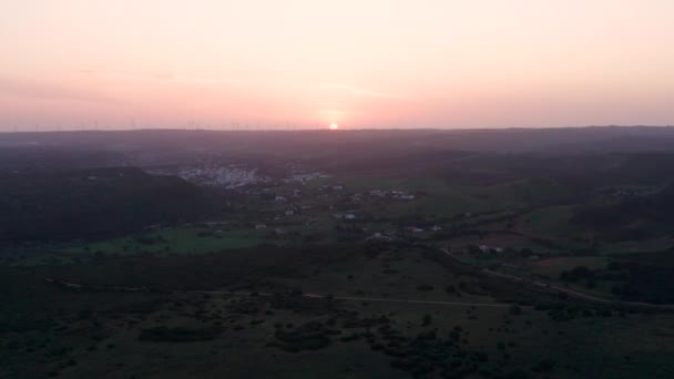 Flygfoto Algarve Landskap Solnedgången — Stockvideo