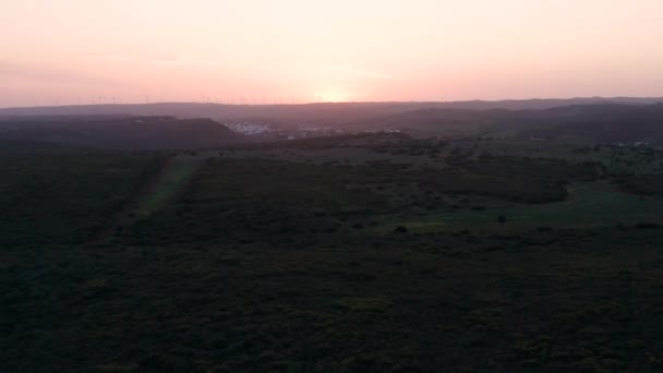 Luchtfoto Algarve Landschap Bij Zonsondergang — Stockvideo