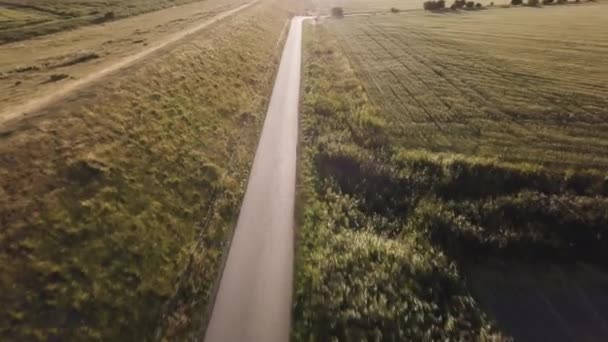 Szybki Lot Dronem Tyłu Nad Pustą Drogą Lesbijek Światło Tyłu — Wideo stockowe