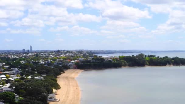 Timelapse Solig Dag Cheltenham Beach Utsikt Från North Head Auckland — Stockvideo