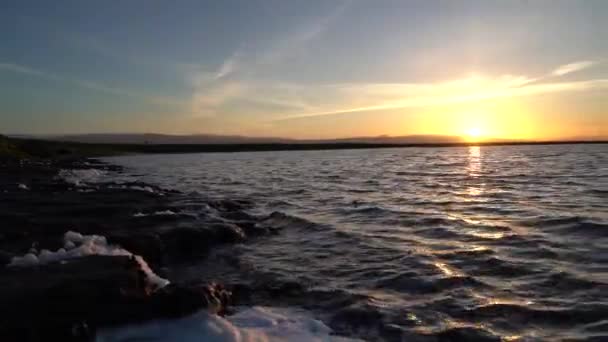 Sole Che Tramonta Sotto Orizzonte Grande Stagno Salato Alviso Marina — Video Stock