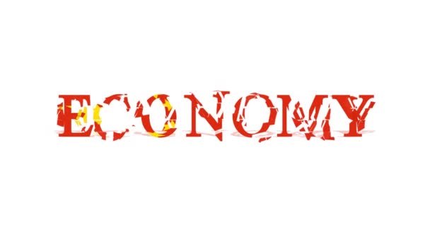 Potęga Rozpadu Chińskiej Gospodarki Roztrzaskany Tekst Chińską Flagą — Wideo stockowe