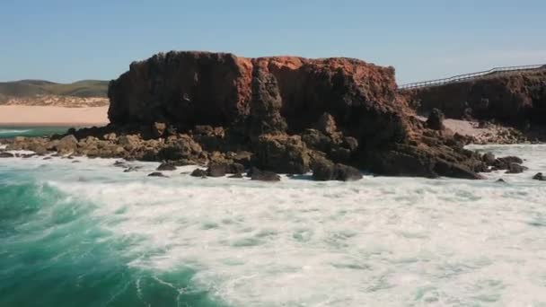 Vzduch Surf Pláž Bordeira Algarve — Stock video