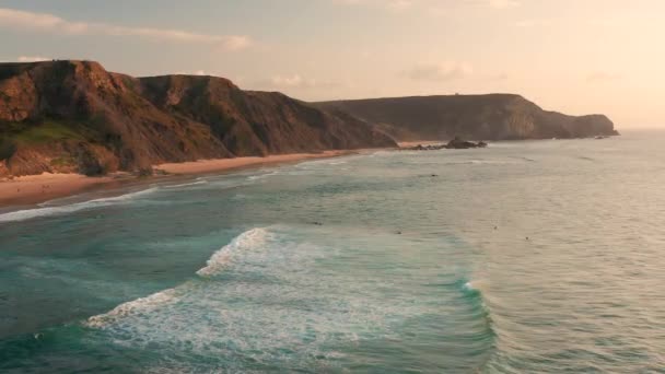 Aérea Las Playas Surf Cordoama Castelejo Algarve Portugal — Vídeos de Stock