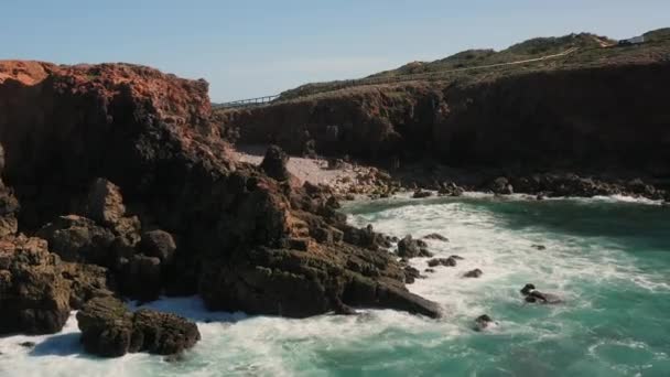 Aéreo Praia Surf Bordeira Algarve — Vídeo de Stock