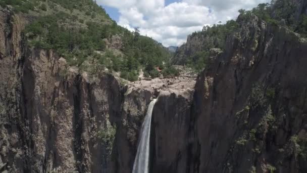 Tiro Aéreo Topo Cachoeira Basaseachi Candamena Canyon Chihuahua — Vídeo de Stock