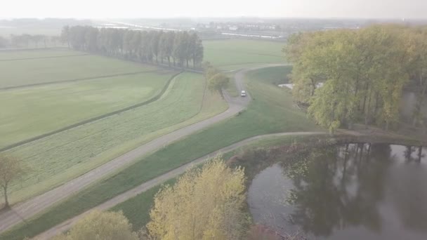 Aerial Footage Misty Road Dlog Color Profile — Stock Video