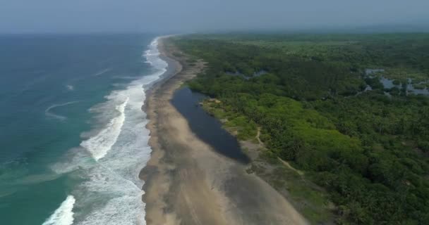 Zdjęcie Lotnicze Plaży Laguny Namorzyny Ventanilla Oaxaca — Wideo stockowe
