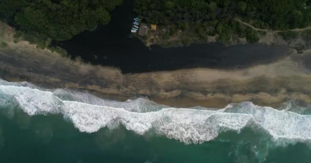 Letecký Cenital Dron Záběr Pláž Černou Lagunu Mangrovu Ventanilla Oaxaca — Stock video