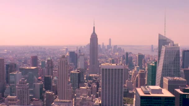 Uitzicht Wolkenkrabbers Gebouwen Manhattan New York City Skyline Daglicht — Stockvideo