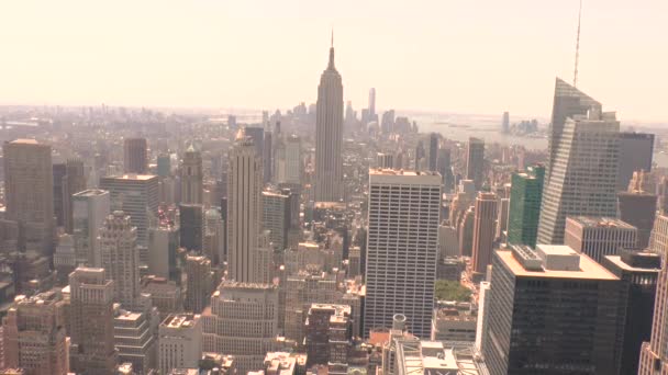 Vista Grattacieli Edifici Manhattan Skyline New York Luce Del Giorno — Video Stock
