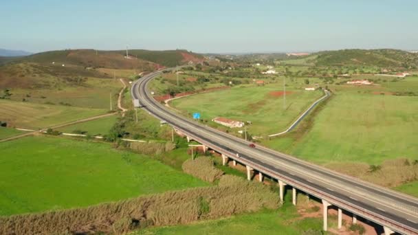Aerea Autostrada Che Attraversa Campagna Dell Algarve Portogallo — Video Stock