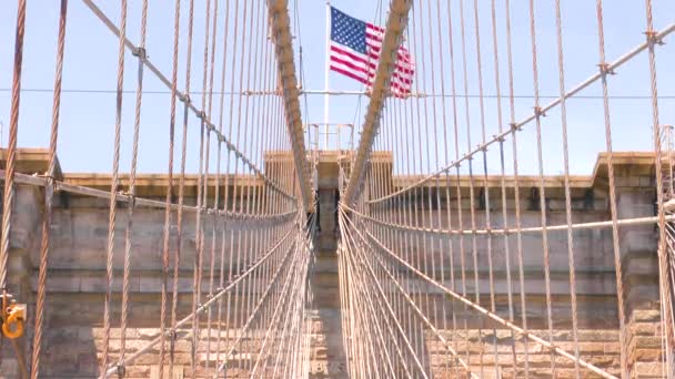 Architectuur Techniek Amerikaanse Vlag Het Unieke Ontwerp Van Brooklyn Brug — Stockvideo