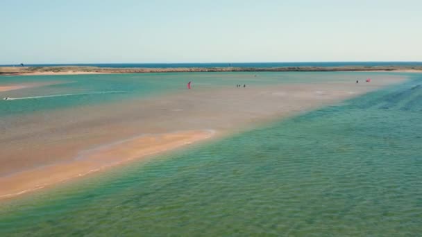 Vzduch Kitesurfing Laguně Alvor — Stock video