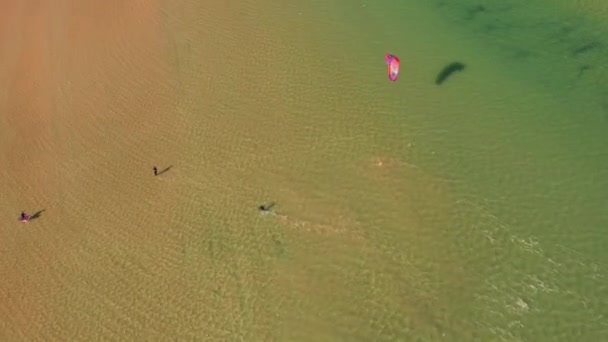 Vzduch Kitesurfing Laguně Alvor — Stock video