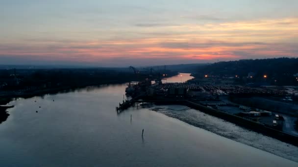 Reverso Lapso Tiempo Del Puerto Ciudad Cork Con Sol Casi — Vídeo de stock