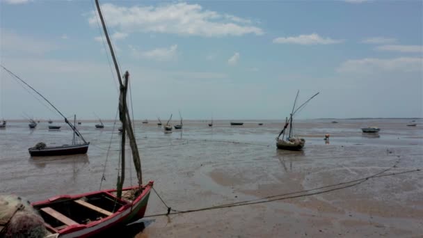 Mosambik Handwerkliche Fischerboote Drohnenaufnahmen — Stockvideo