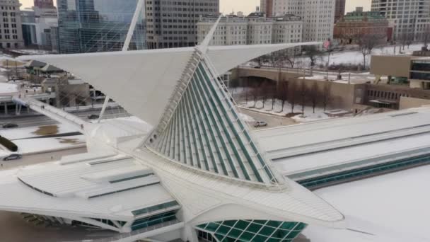 Aerial Panorama Milwaukee Art Museum — Stock Video