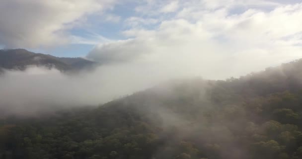 Nevoeiro Matutino Sobre Montanhas Vista Aérea — Vídeo de Stock