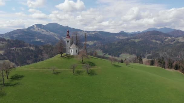 Drone Shot Saint Tomaz Church Slovenia Drone View Tomaz Christian — Stock Video