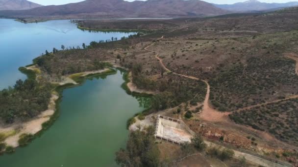 Aerial Mountainous Landscape Next Green Lake Otay Lake — Stock Video