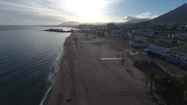 Rapide Coup Secondes Coucher Soleil Sur Plage Marbella Malaga Côte — Video