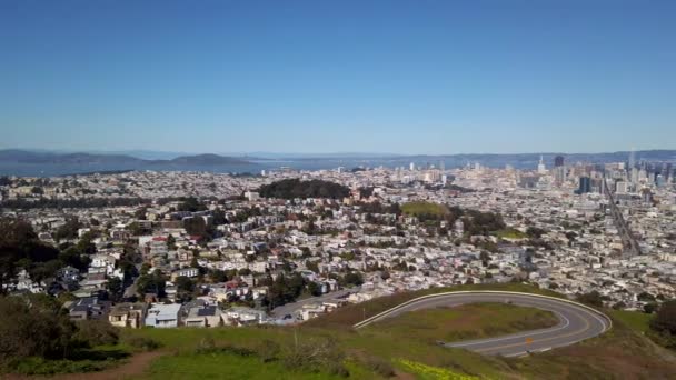 Медленный Панорамный Снимок Города Сан Франциско Ясный Солнечный День Сделанный — стоковое видео