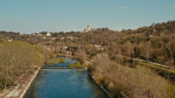 Drone Shot Valeggio Sul Mincio River Mantova Italy — Stock Video