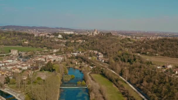 Drone Shot Valeggio Sul Mincio River Mantova Italy — Stock Video