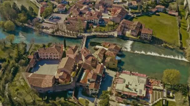 Drone Disparado Sobre Valeggio Sul Mincio Ponte Mantova Itália — Vídeo de Stock