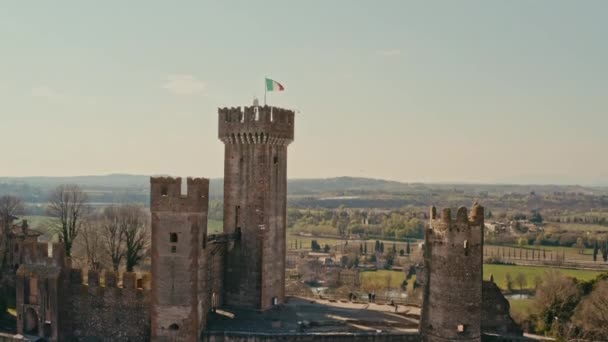 Drone Disparado Sobre Castelo Scaligero Mantova Itália — Vídeo de Stock