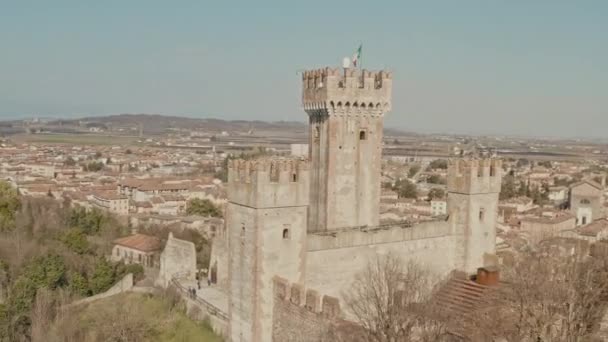 Drone Disparado Sobre Castelo Scaligero Mantova Itália — Vídeo de Stock