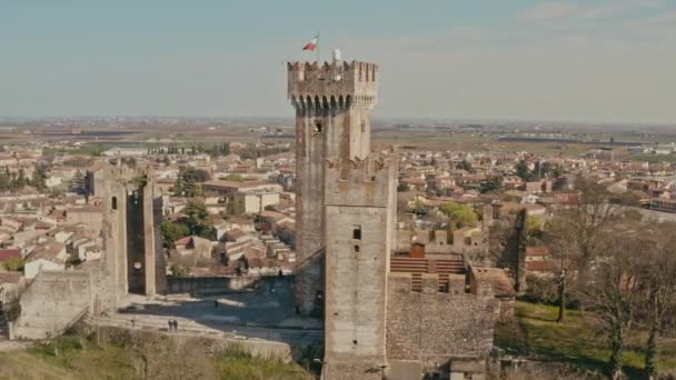 Drone Shot Scaligero Castle Mantova Italy — Stock Video