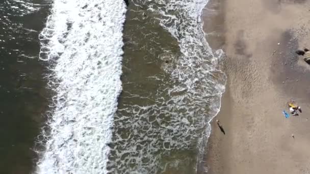 Съемка Беспилотника Matador Beach Малибу Калифорния Показывающая Океан Белые Водные — стоковое видео
