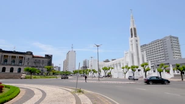 Mosambik Pfanne Von Der Kathedrale Zur Statue Von Samora Machel — Stockvideo