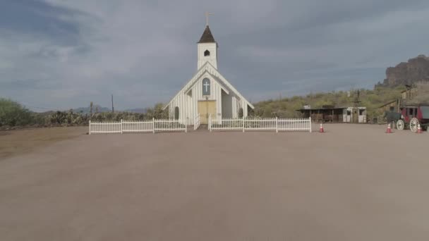 Aerial Old White Chapel Desert — 비디오