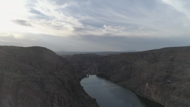 Aerial Desert Lake Sunset — Stok Video