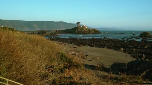 Faro Battery Point Crescent City California Del Nord Usa Zoom — Video Stock