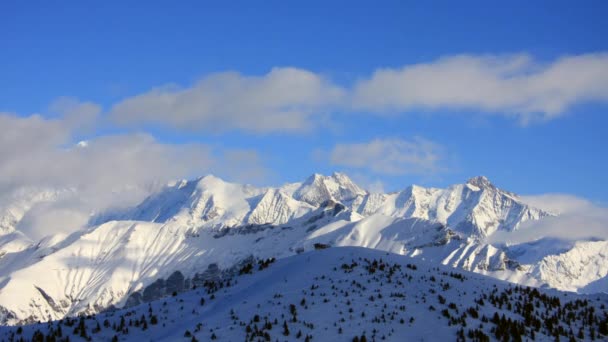 Zaman Çizelgesi Fransız Alpleri Nin Mont Blanc Bölgesindeki Dağların Üzerinden — Stok video