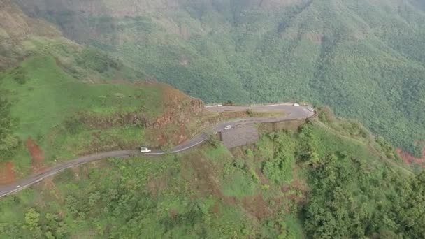 Luchtfoto Van Gaganbawda Ghat Kolhapur India West Ghats Weg Natuur — Stockvideo