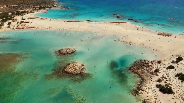 Елафонісі Пляж Повітря Цьому Дивовижному Піщаному Пляжі Криті Греція — стокове відео