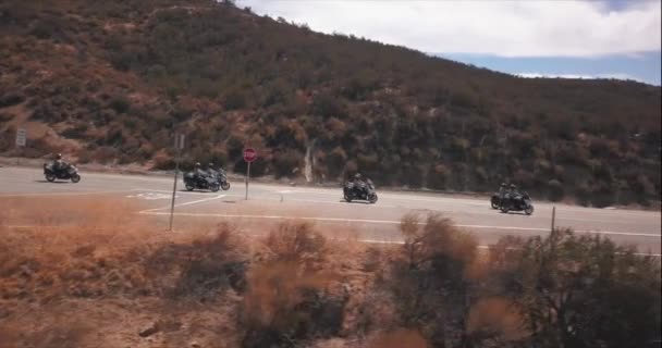 Aerial Drone Footage Team Deputy Sheriffs Ride Street Formation — Stock Video