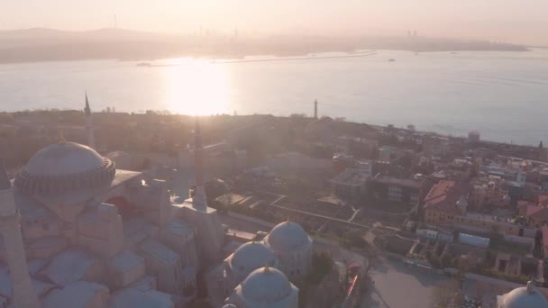 Drone Video Stambułu Turcja Obszarze Sultanahmet Turystycznymi Meczetami Hagia Sophia — Wideo stockowe
