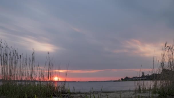 Time Lapse Sun Rising Lake Gooimeer Huizen Holanda Tomado Abril — Vídeo de Stock