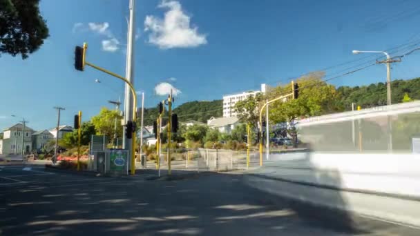 ウェリントンニュージーランドの盆地保護区周辺の交通の時間経過 — ストック動画